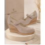 Marimea 37 Pantofi dama cu platforma din piele naturala Bej P9154BEJ